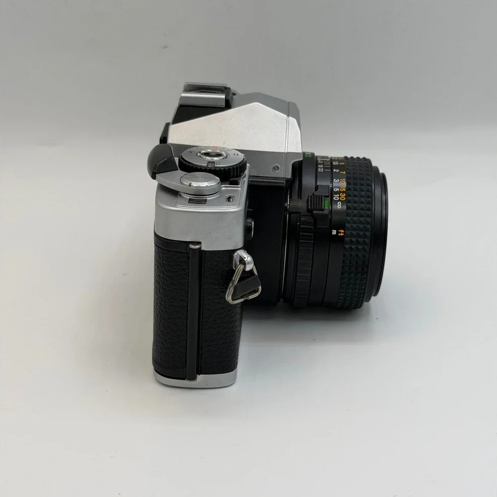 Minolta XG-A 35mm SLR Film Camera with MD 50mm 1:2 Lens Case and Manuals Parts